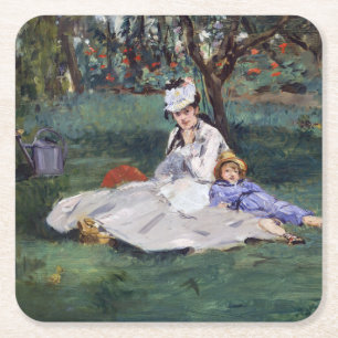 Porta-copo De Papel Quadrado Edouard Manet - A família Monet em seu jardim