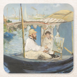 Porta-copo De Papel Quadrado Edouard Manet - Pintura Monet no Barco Estúdio