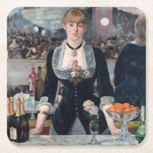 Porta-copo De Papel Quadrado Edouard Manet - Um Bar no Folies-Bergere
