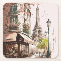 Eiffel Tower Pink Cherry Blossoms Café Parisiense