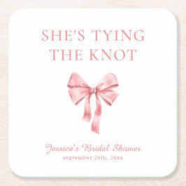 Porta-copo De Papel Quadrado Ela é Casando de Chá de coquete rosa suave