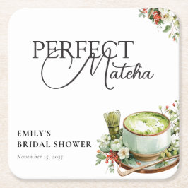 Porta-copo De Papel Quadrado Ela Encontrou Seu Chá de Noiva de Matcha Perfeito