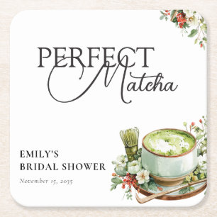 Porta-copo De Papel Quadrado Ela Encontrou Seu Chá de Noiva de Matcha Perfeito