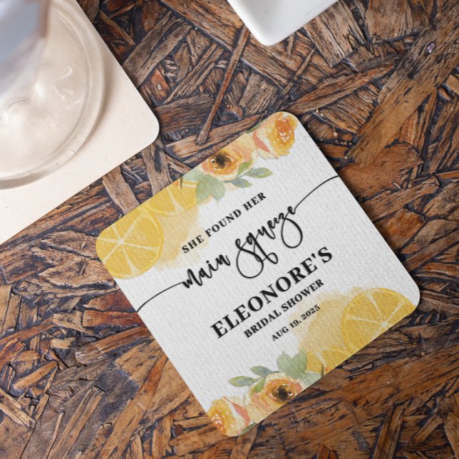 Porta-copo De Papel Quadrado Ela Encontrou seu Esmagamento Chá de Noiva  (Criador carregado)