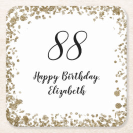 Porta-copo De Papel Quadrado Elegant 88th Birthday Coasters With Gold Sequins