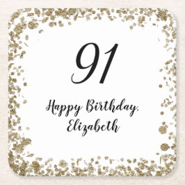 Porta-copo De Papel Quadrado Elegant 91st Birthday Napkins With Gold Sequins