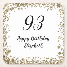 Porta-copo De Papel Quadrado Elegant 93rd Birthday With Gold Sequins