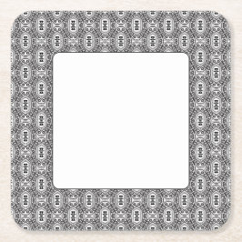 Porta-copo De Papel Quadrado Elegant Black and White Folk Floral Seamless Patte