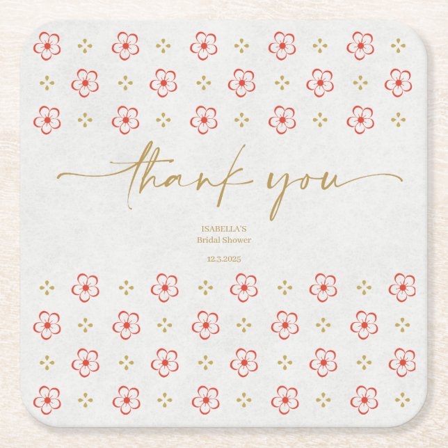 Porta-copo De Papel Quadrado Elegant Japanese Plum Blossom (Frente)