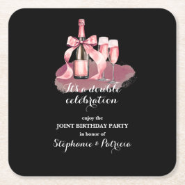 Porta-copo De Papel Quadrado Elegant Pink Double Celebration Joint Birthday