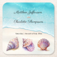 Elegante Beach Wedding Seashells Pearls Náutico