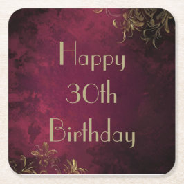 Porta-copo De Papel Quadrado Elegante Borgonha e Faux Dourada Porta copos de Pa