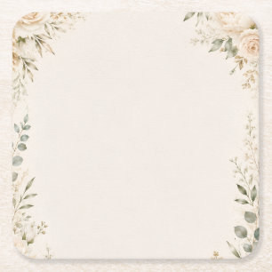 Porta-copo De Papel Quadrado Elegante Botânica em Papel Artesanal Antigo
