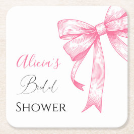 Porta-copo De Papel Quadrado Elegante Coquete Retro Rosa Chuveiro de Noiva com 