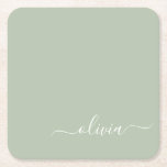 Porta-copo De Papel Quadrado Elegante do Monograma Moderno Minimalista Verde Sa<br><div class="desc">Apresentando nossa Coleção Elegante do Monograma Moderno Minimalista Verde: Elevem sua estética com sofisticação serena e elegância eterno. Nossa coleção mostra designs minimalistas em uma matiz verde tranquila, complementada por monogramas refinados adaptados ao seu estilo pessoal. De papelaria polida a acessórios versáteis, cada peça da nossa coleção é meticulosamente trabalhada...</div>