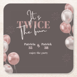 Porta-copo De Papel Quadrado Elegante É um aniversário conjunto duas vezes dive