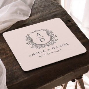 Porta-copo De Papel Quadrado Elegante Floral De Pancrez De Casamento De Monogra