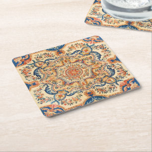 Porta-copo De Papel Quadrado Elegante italiano Vintage Barroco Azul