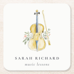 Porta-copo De Papel Quadrado Elegante Músico de Violino Professor de Música aqu