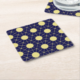 Porta-copo De Papel Quadrado Elegante Padrão de Azulejos Geométricos Azul-Navy 