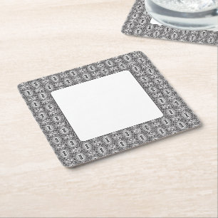 Porta-copo De Papel Quadrado Elegante Padrão Floral Sem Costura Preto e Branco