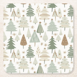 Porta-copo De Papel Quadrado Elegante Saga verde Árvores de Natal