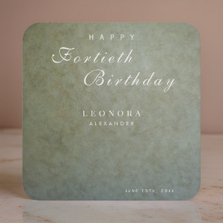 Porta-copo De Papel Quadrado Elegante Sage Dourado QUALQUER Festa de aniversári