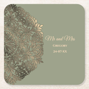 Porta-copo De Papel Quadrado Elegante Sage verde moderno & clássico Pa quadrado