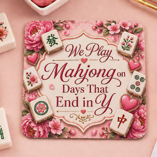 Porta-copo De Papel Quadrado Elegante Suporte para Mahjong Rosa Azulejos Florai