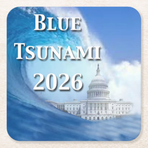 Porta-copo De Papel Quadrado Eleição Tsunami Azul 2026