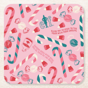 Porta-copo De Papel Quadrado Elf Holiday Candy Pattern