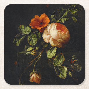 Porta-copo De Papel Quadrado Elias van den Broeck, A Vida Estática com Rosas