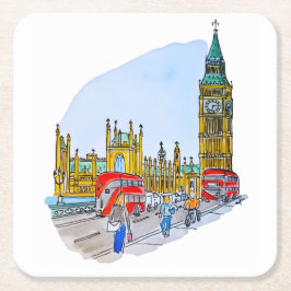 Porta-copo De Papel Quadrado Elizabeth Tower, aka Big Ben