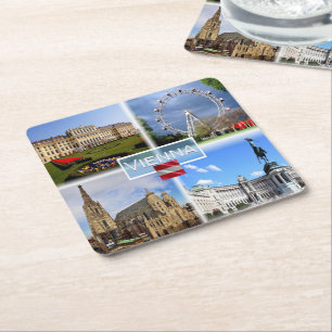 Porta-copo De Papel Quadrado Em Viena - Schloss Schonbrunn - Prater Fnfair -