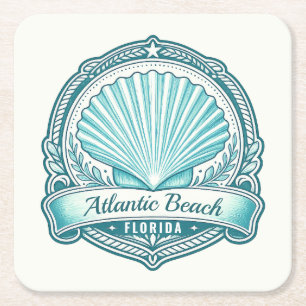 Porta-copo De Papel Quadrado Emblema Costeiro de Atlantic Beach FL
