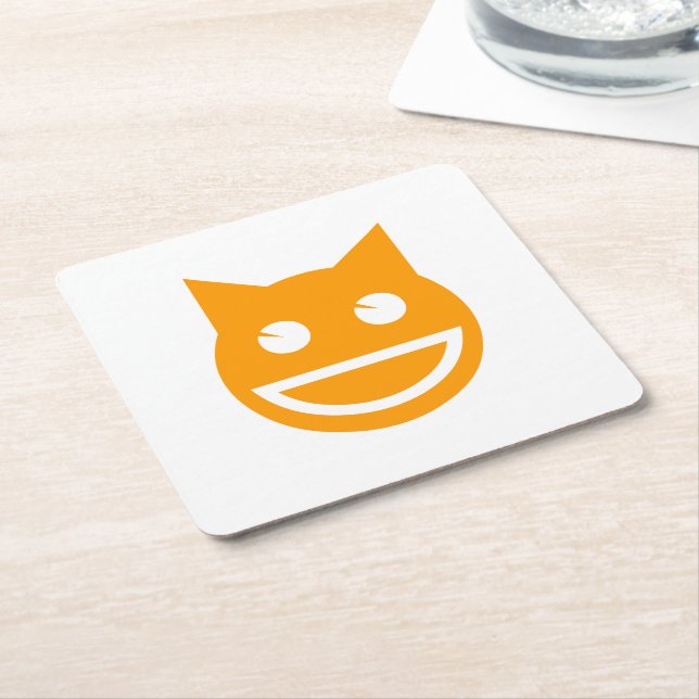 Porta-copo De Papel Quadrado Emoji Cat Sorridente (Inclinado)