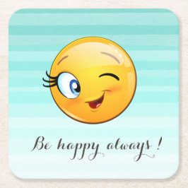 Porta-copo De Papel Quadrado Emoji Vencendo Adorável Seja feliz sempre