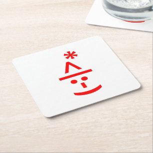 Porta-copo De Papel Quadrado Emoticon de Elfo de Natal Arte ASCII de Xmas