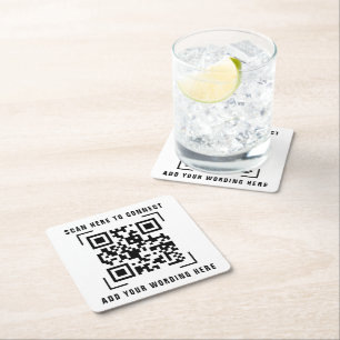 Porta-copo De Papel Quadrado Empresa Comercial   Varredura de Código QR 