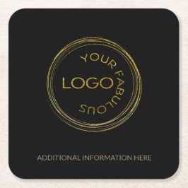 Porta-copo De Papel Quadrado Empresa Personalizada Preto Dourado Adicione seu l