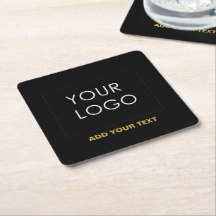 Porta-copo De Papel Quadrado Empresa personalizável Adicionar logotipo preto mo