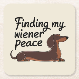 Porta-copo De Papel Quadrado Encontrando Meu Wiener Peace — Dachshund Lover
