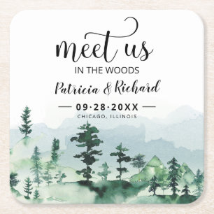 Porta-copo De Papel Quadrado Encontre-nos nos Bosques Casamento ao Ar Livre Sal
