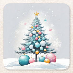 Porta-copo De Papel Quadrado Enfeite Azul Rosa Natal Pastel Oversized