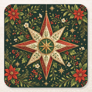Porta-copo De Papel Quadrado Enfeite de Estrela de Natal Antiga Poinsettia Holl