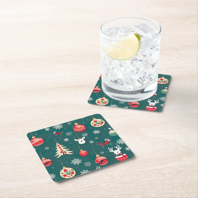 Porta-copo De Papel Quadrado Enfeites de natal (Insitu)