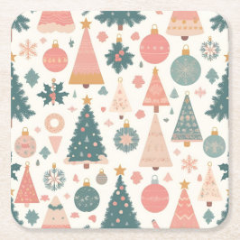 Porta-copo De Papel Quadrado Enfeites de Natal em Pastel para Árvore de Natal F