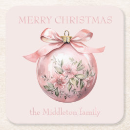 Porta-copo De Papel Quadrado Enfeites de natal Floral Cor de Água Rosa