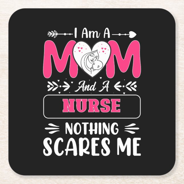 Porta-copo De Papel Quadrado Enfermeira Engraçada Mãe, Enfermeira Mamãe faz cit (Frente)