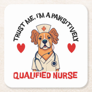Porta-copo De Papel Quadrado Enfermeira Qualificada Pawsitivamente